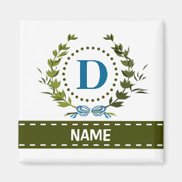 Delikate Ivy Wreath and Bow Name mit Monogramm D Magnet