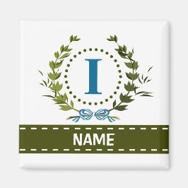 Delikate Ivy Wreath and Bow Name mit Monogramm I Magnet