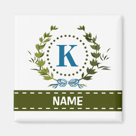 Delikate Ivy Wreath and Bow Name mit Monogramm K Magnet