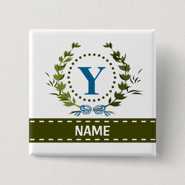 Delikate Ivy Wreath und Bow Name mit Monogramm Y Button (Vorderseite)