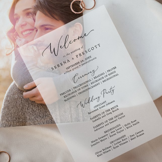 Delikate Kalligrafie Luxus Vellum Wedding Programm (Delicate Calligraphy Luxury Vellum Wedding Program)