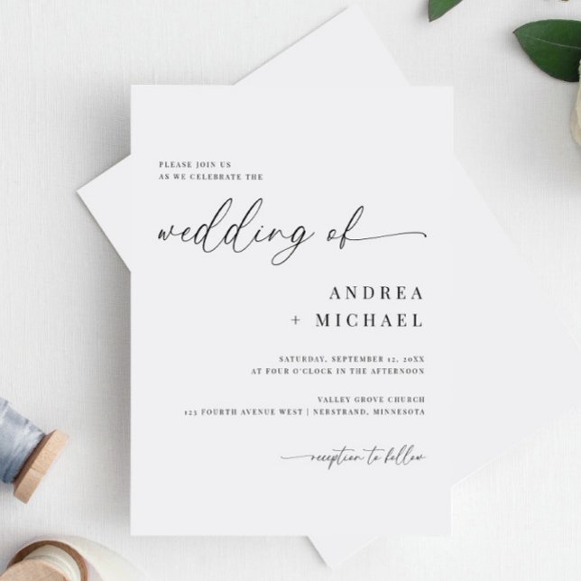 Delikate Kalligrafie Moderne einfache Hochzeit Einladung (Delicate Script Wedding Invitations Romantic Modern & Simple Wedding Invites)