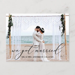 Delikate Kalligraphie Wir Got Verheiratetes Foto Postkarte