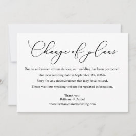 Delikate kalligraphische Änderung von Plänen Hochz Save The Date