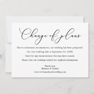 Delikate kalligraphische Änderung von Plänen Hochz Save The Date