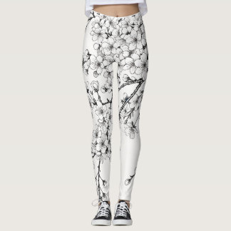 Delikate Kirschblossom Kunst in Monochrom Leggings
