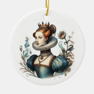 Delikate Königin im Wasserfarbenstil Keramik Ornament