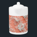 Delikate Korallenlace-Effect Porzellan Teapot<br><div class="desc">Delikate Korallenlace-Effect Porzellan Teapot</div>