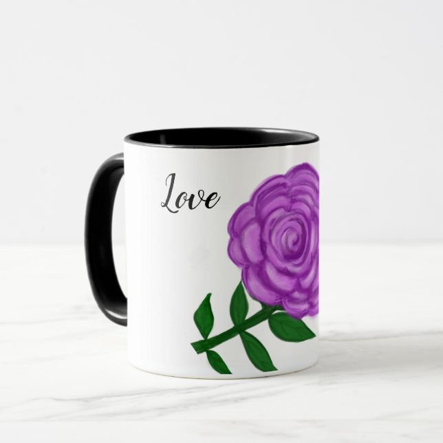 Delikate Liebe der Lila Blume Tasse (Vorderseite Links)