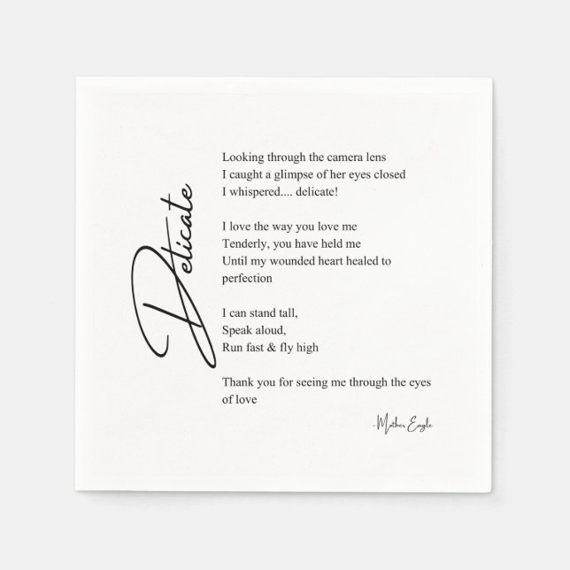 Delikate Liebe Gedicht Serviette (Vorderseite)