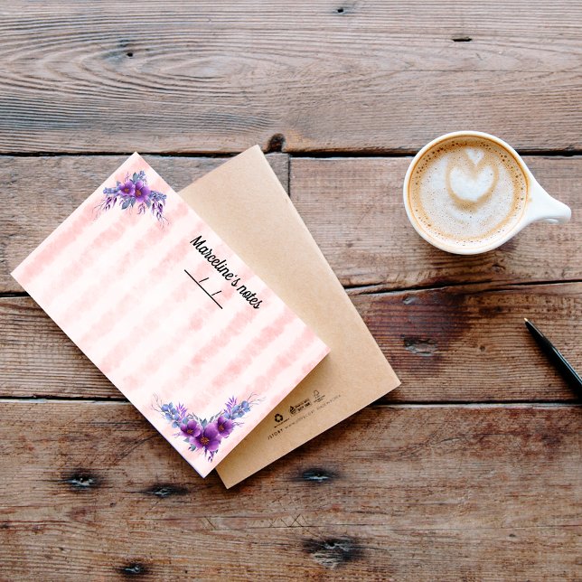 Delikate lila Blume & weiche rote Streifen 10" x 6 Post-it Klebezettel (Von Creator hochgeladen)