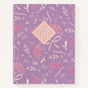 Delikate Lila Florale und Bows Notizbuch