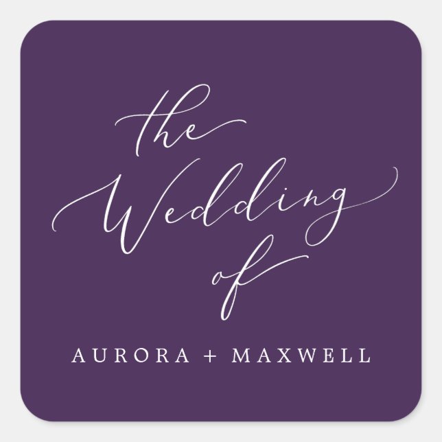 Delikate Lila Hochzeitsfeiern Umschlag Aufkleber (Vorderseite)