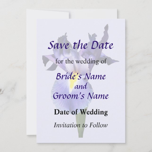 Delikate Lila Iris Save the Date (Vorderseite)