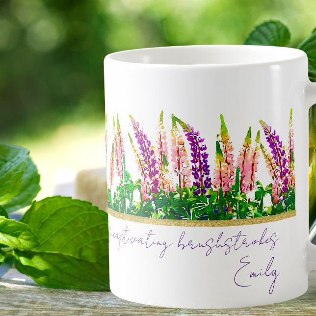Delikate Lila Lupine-Blume Zitate Tasse (Von Creator hochgeladen)