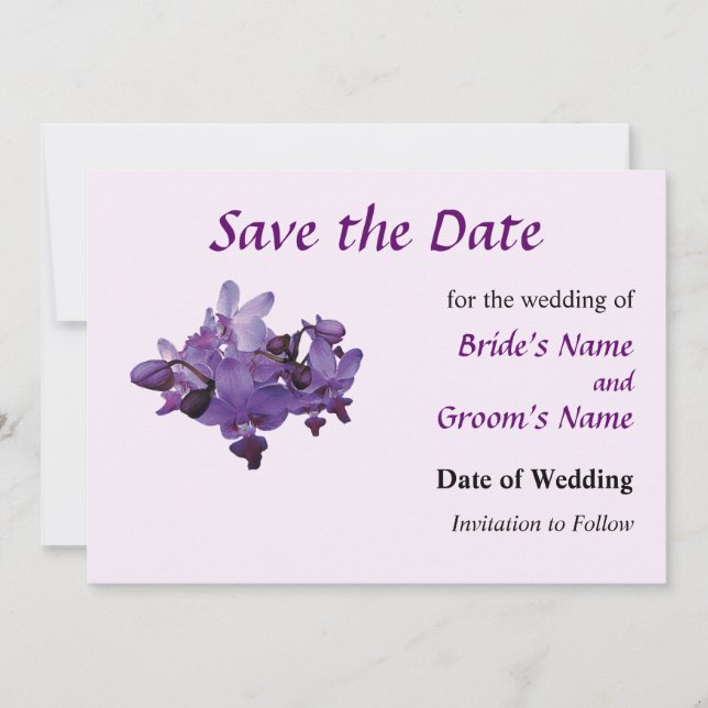 Delikate Lila Orchideen Save the Date (Vorderseite)