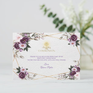 Delikate Lila Pink Peony Blume Heilige Kommune Dankeskarte