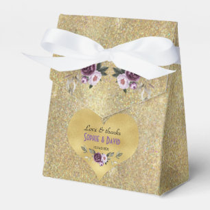 Delikate Lila Rosa Blume Gold Glitzer Hochzeit Geschenkschachtel