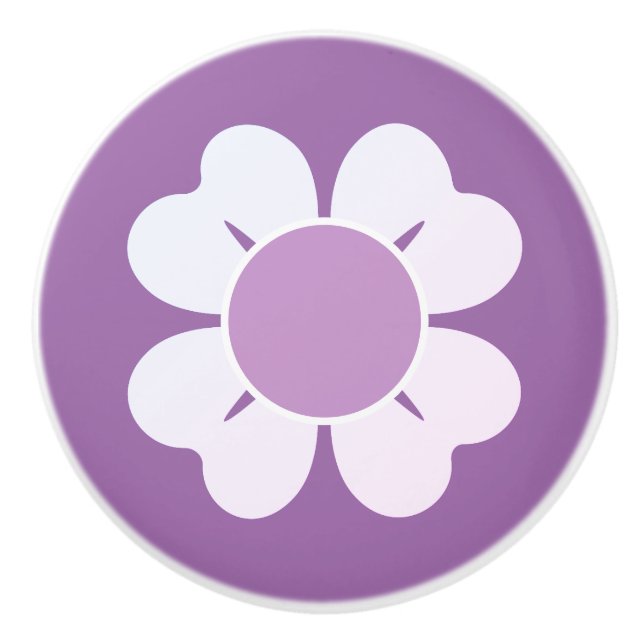 Delikate Lila und weiße Blume Keramikknauf (Vorderseite)
