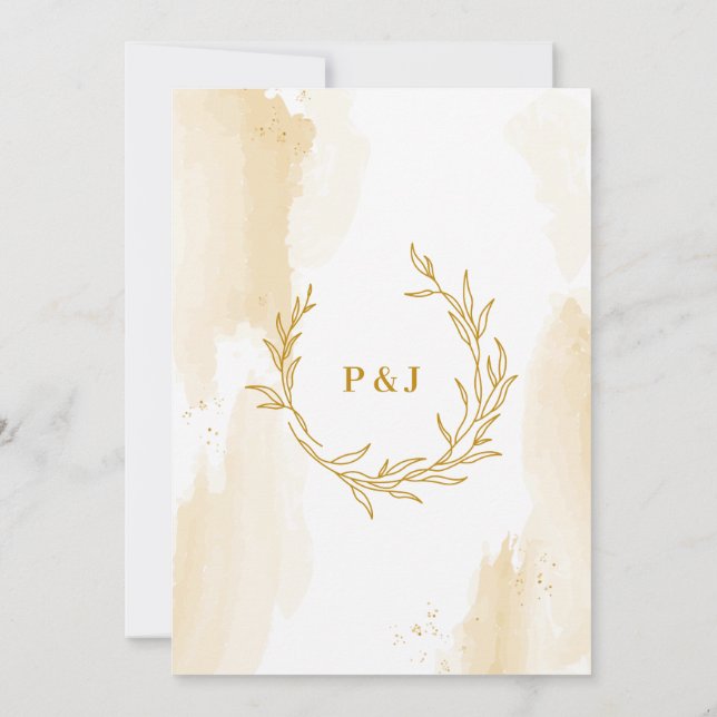 Delikate lineare Blätter Hochzeitsfeiern Einladung (Rückseite)