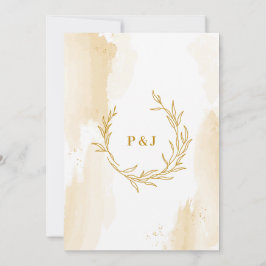 Delikate lineare Blätter Hochzeitsfeiern Einladung