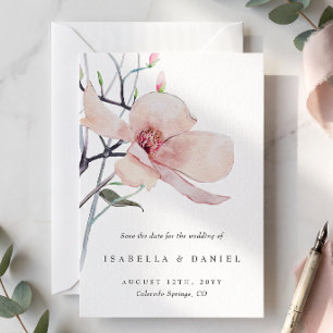 Delikate Magnolia Hochzeit retten das Datum Einladung