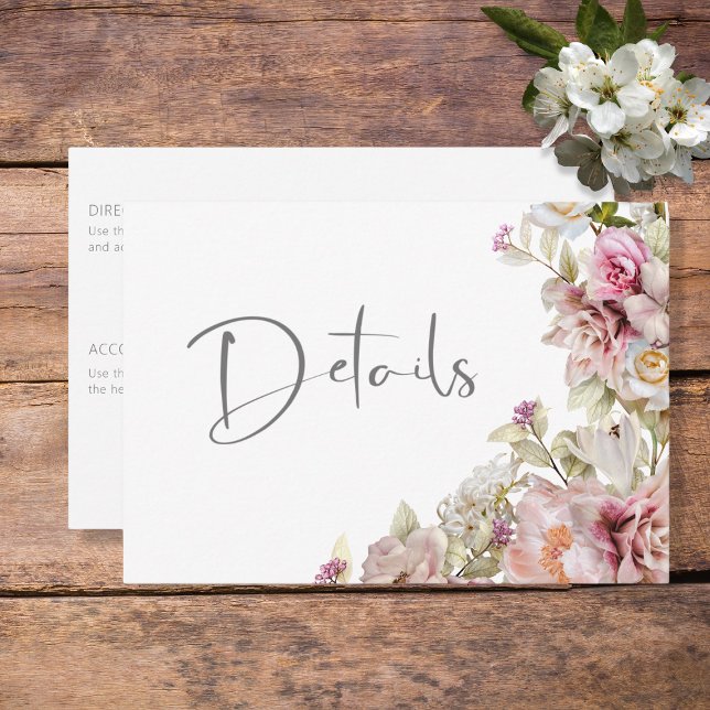 Delikate moderne rosa Rose Lily Green Details Begleitkarte (Von Creator hochgeladen)