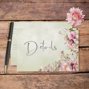 Delikate moderne rosa Rose Lily Green Details Begleitkarte