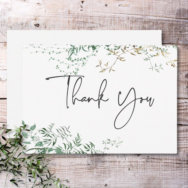 Delikate, moderne tropische Regenwaldfolien Dankeskarte (Delicate Modern Tropical Rainforest Foliage Thank You Card)