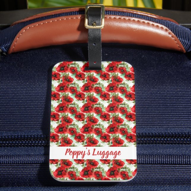 Delikate Mohnmuster Gepäckanhänger (Vorderseite Insitu 2)