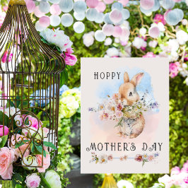 Delikate Muttertag Baby Bunny Floral Bouquet Einladungspostkarte