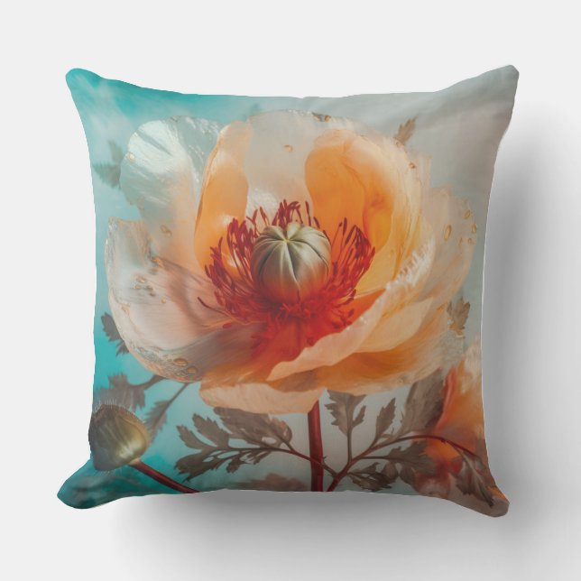 Delikate Orange-Blume Kissen (Vorderseite)