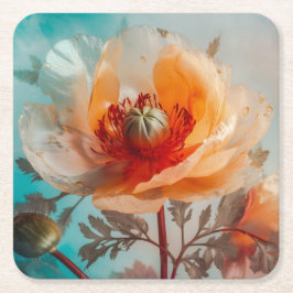 Delikate Orange-Blume Rechteckiger Pappuntersetzer