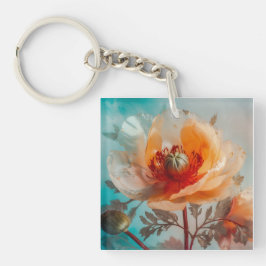 Delikate Orange-Blume Schlüsselanhänger