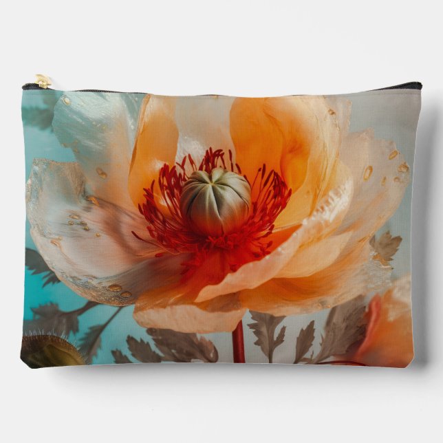 Delikate Orange-Blume Zubehörtasche (Vorderseite)