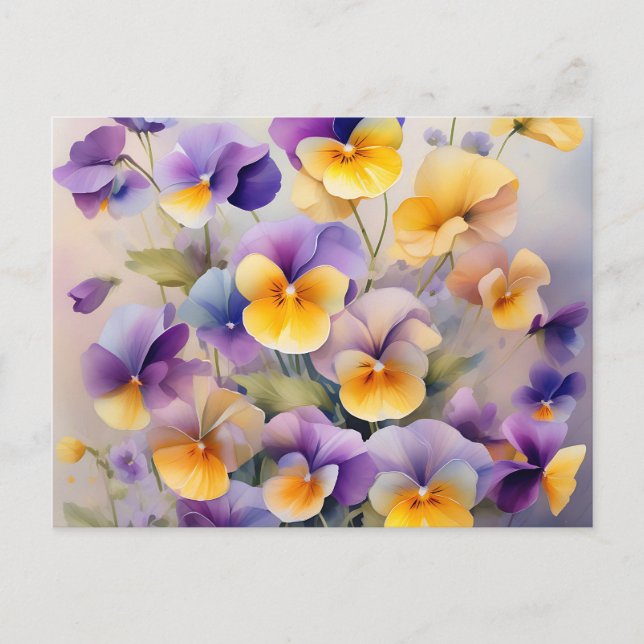 Delikate Pansy-Blume in weichem Wasser Postkarte (Vorderseite)