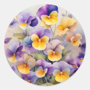 Delikate Pansy-Blume in weichem Wasser Runder Aufkleber