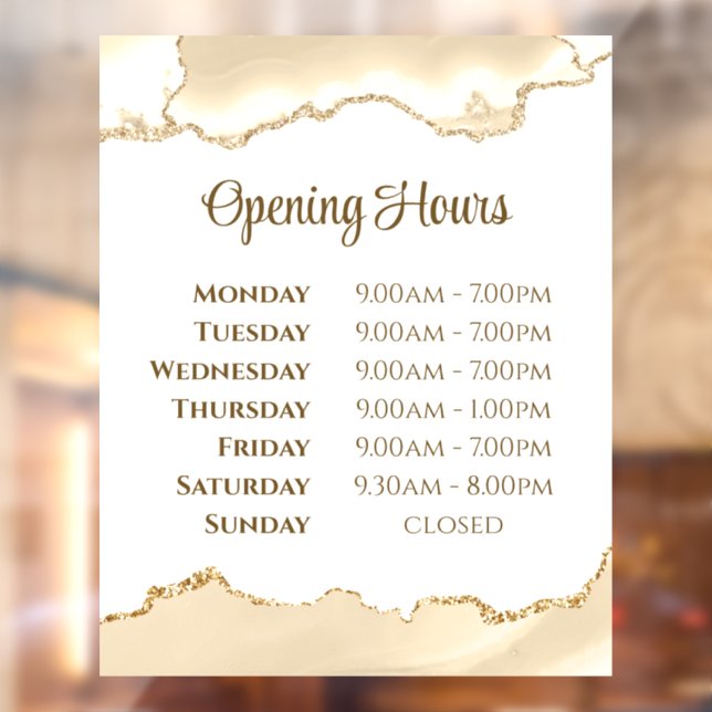 Delikate Peach Agate Öffnungszeiten Fensterheber Fensteraufkleber (Blatt 2)