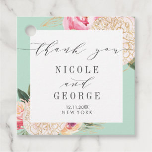 Delikate Peony Gold Blume danke Ihnen Hochzeit Geschenkanhänger