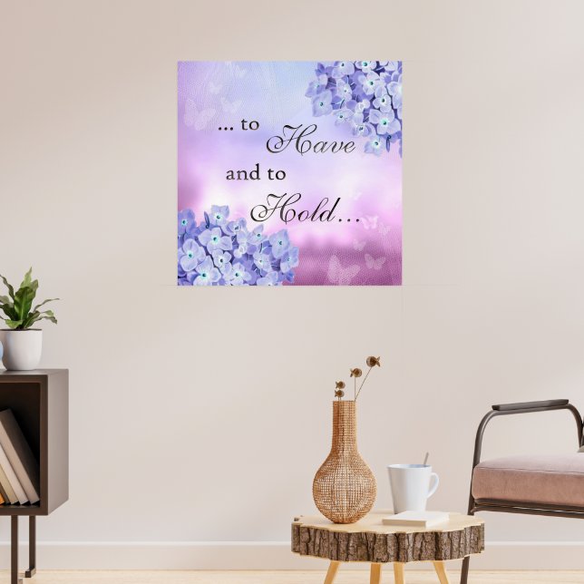 Delikate Petals: Blaues Hydrangea Poster (Wohnzimmer 3)