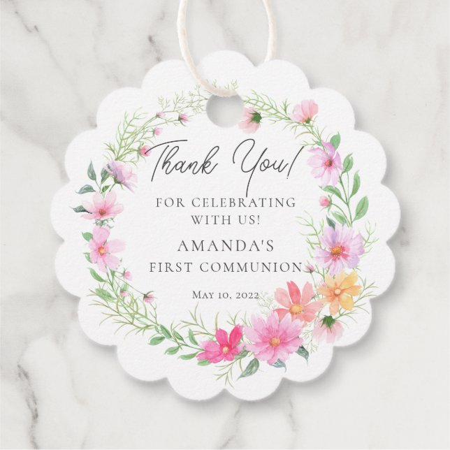 Delikate Petals Erste Heilige Kommune Geschenkanhänger (Rückseite)