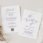 Delikate Pflaume Lila in einem QR-Code Einladung<br><div class="desc">Dieses zarte Pflaumen, das in einer QR-Code-Hochzeitseinladung lila ist, ist perfekt für eine moderne Hochzeit. Das romantische minimalistische Design besticht durch eine hübsche und elegante dunkle lila Typografie auf weißem Hintergrund mit einem klaren und schlichten Look. Rett Papier, indem man die Details auf der Rückseite der Hochzeitseinladung statt auf einer...</div>