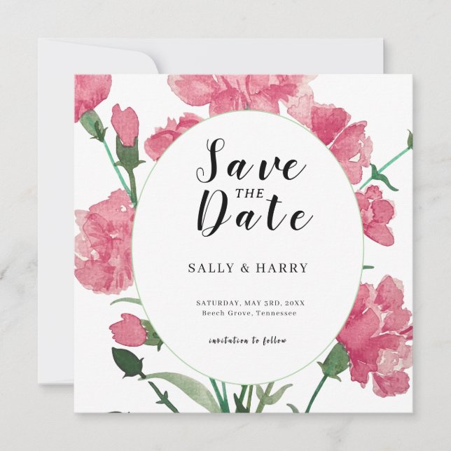Delikate Pink-Blume Hochzeit Save The Date (Vorderseite)