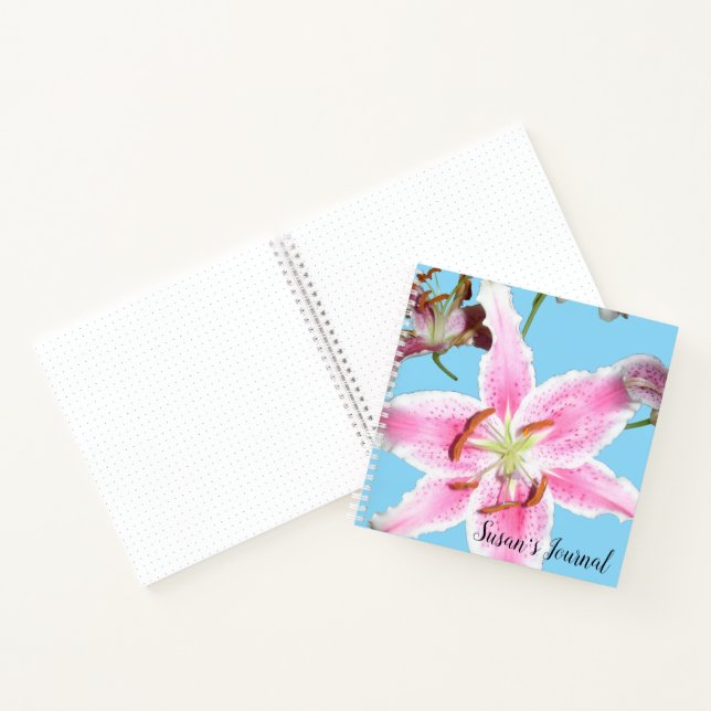 Delikate Pink Lily Blume auf der Insel Aqua Notizbuch (Innenseite)
