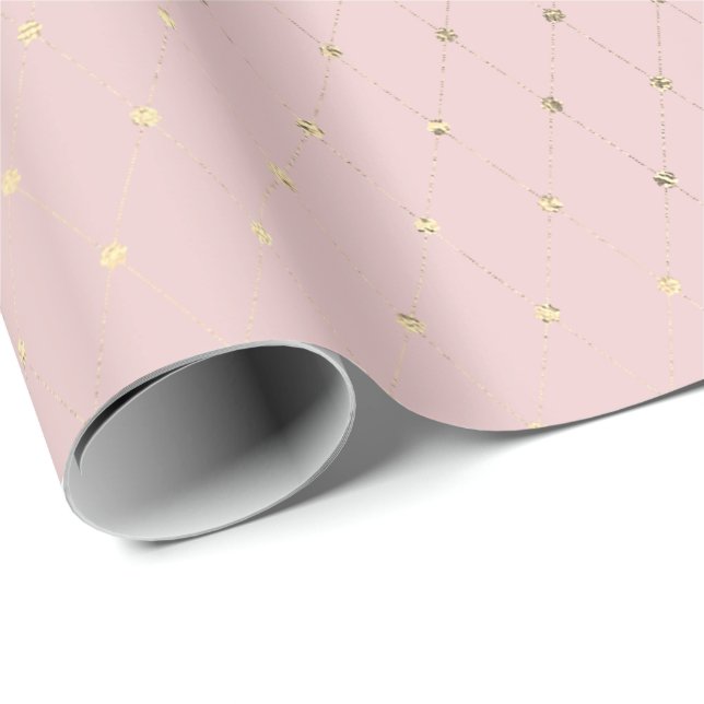 Delikate Pulverfarbe Diamantschneide Rosa Rose Gol Geschenkpapier (Rolleneckpunkt)