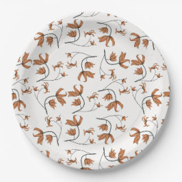Delikate romantische Blumen Taupe Pfirsichkaramel Pappteller