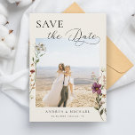 Delikate Romantische Elfenbein-Wildblumen Foto Hoc Save The Date<br><div class="desc">Überraschen Sie Ihre Gäste mit diesen modernen,  eleganten Elfenbein Save the Date Karten mit Elfenbeinhintergrund,  hübschen Wildblumen,  Ihrem individuellen Foto & Text. Fügen Sie einfach Ihre Daten hinzu,  indem Sie auf "Personalisieren" klicken.</div>