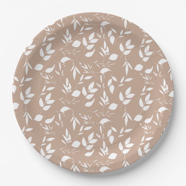 Delikate romantische Silhouette Taupe mocha Pappteller (Vorderseite)