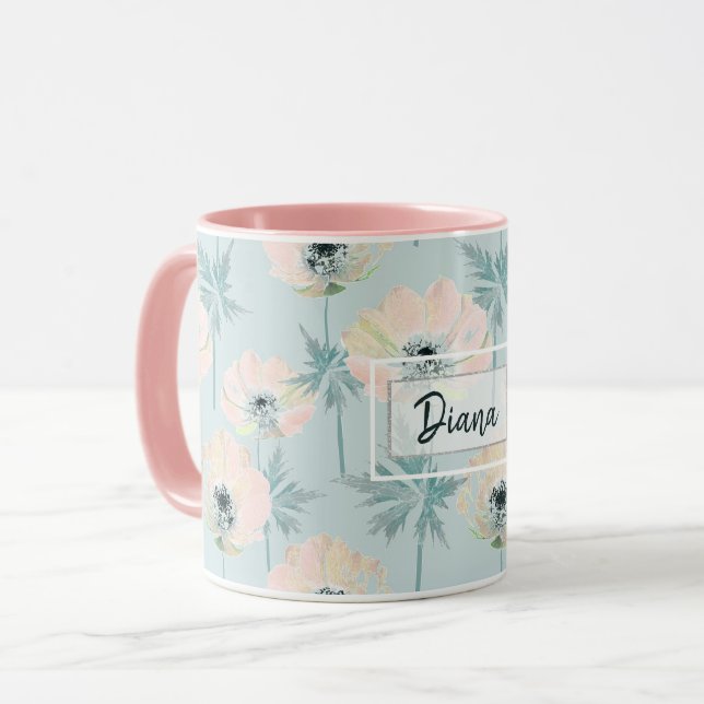 Delikate rosa Anemone . Tasse (Vorderseite Links)