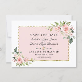 Delikate Rosa Blush Blume Goldrahmen Hochzeit Save The Date